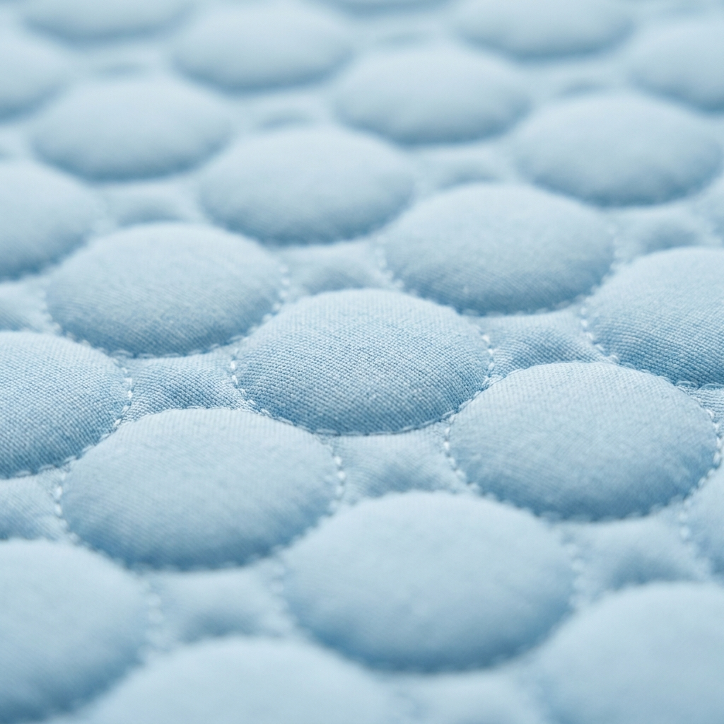 Close-up of the round pebble-quilted ice-silk cooling fabric